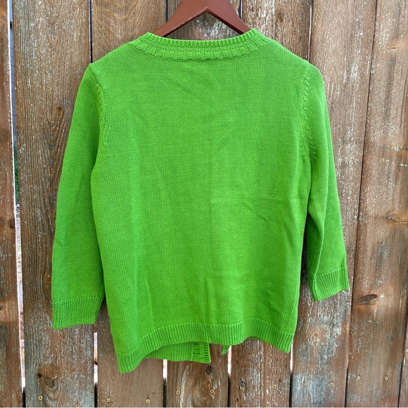 TALBOTS Women’s Green 3/4 Sleeves Button-Up Sweater Cardigan Medium Petite - Picture 8 of 13